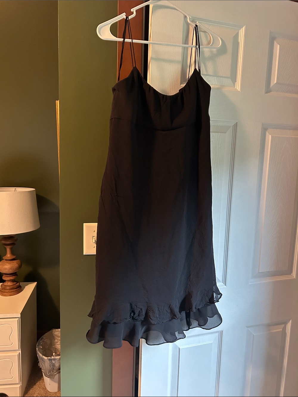 Ann Taylor Black Ruffle-Hem Slip Dress